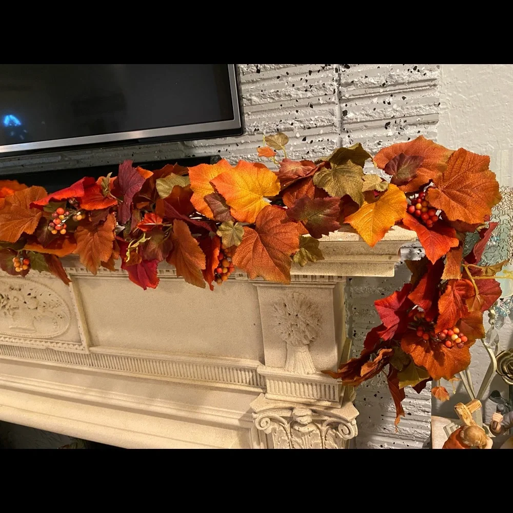 Celebrating Home Fall bronze faux leaves garland